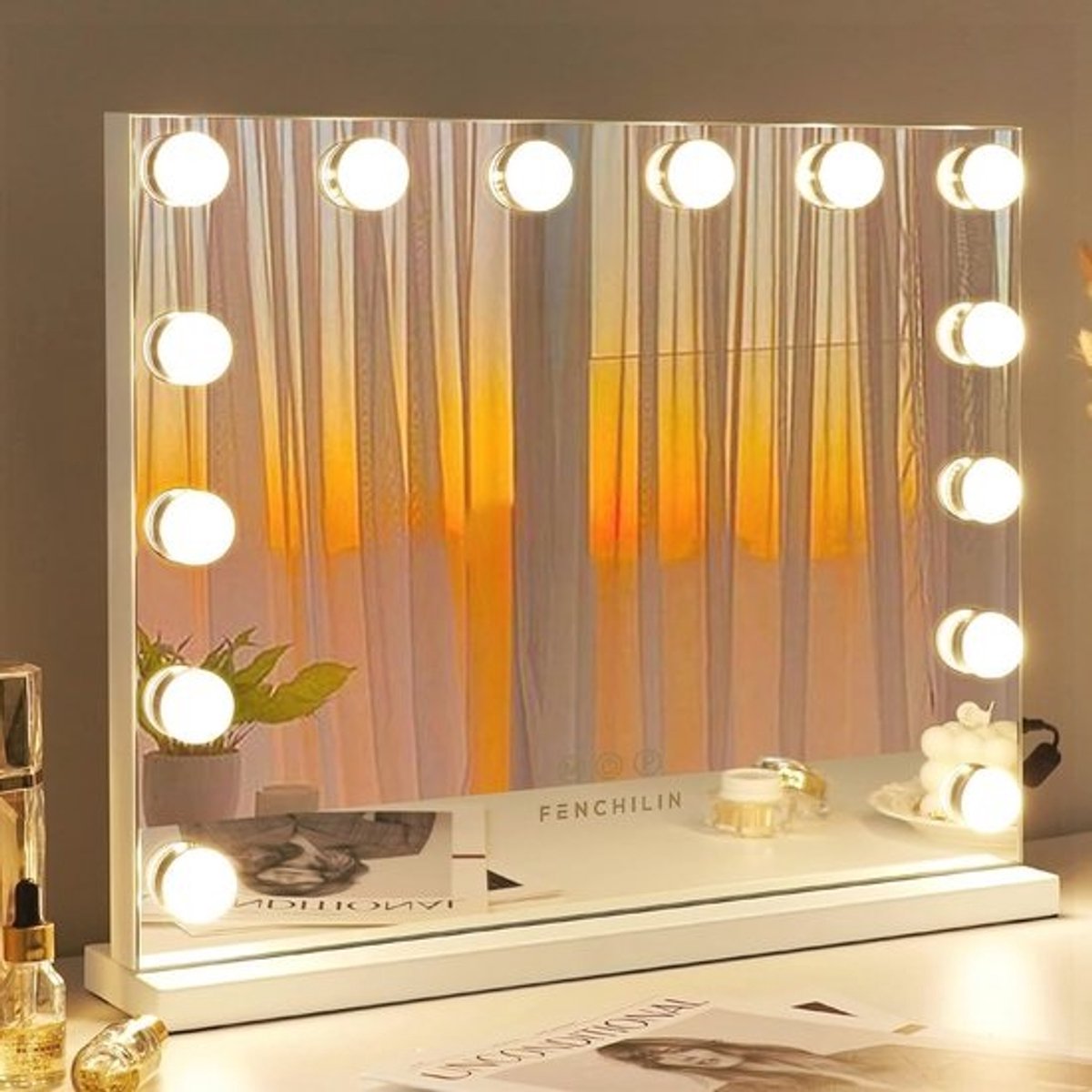 Hollywood Spiegel met Verlichting - Dimmer LED Lampen en 3 Lichtstanden voor Make-up