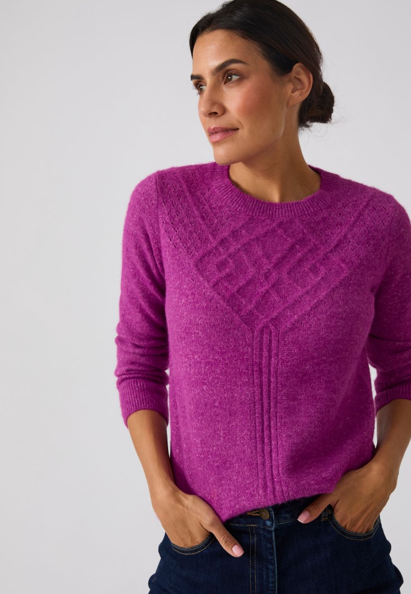 Damart - Thermolactyl fantasiegebreide trui - Dames - Roze - L