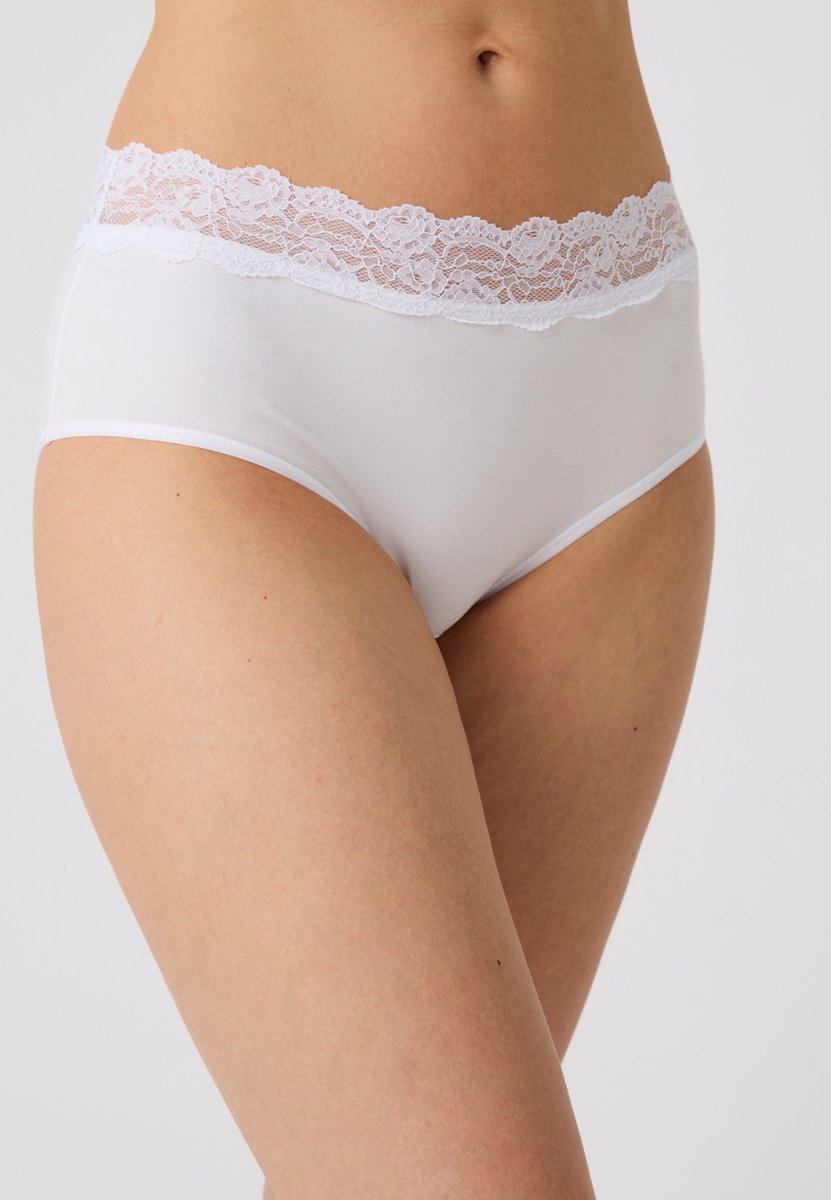 Damart - Set van 3 midi-slips met kanten tailleband - Dames - Wit - XL
