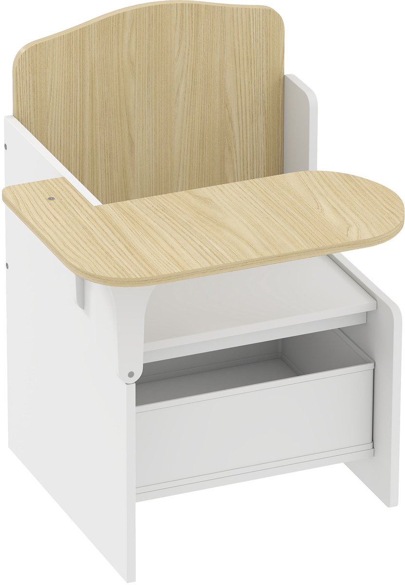 Kinderbureau en -stoel met opbergbak - 2-in-1 activiteitentafelset voor tekenen - lezen en spelen - wit