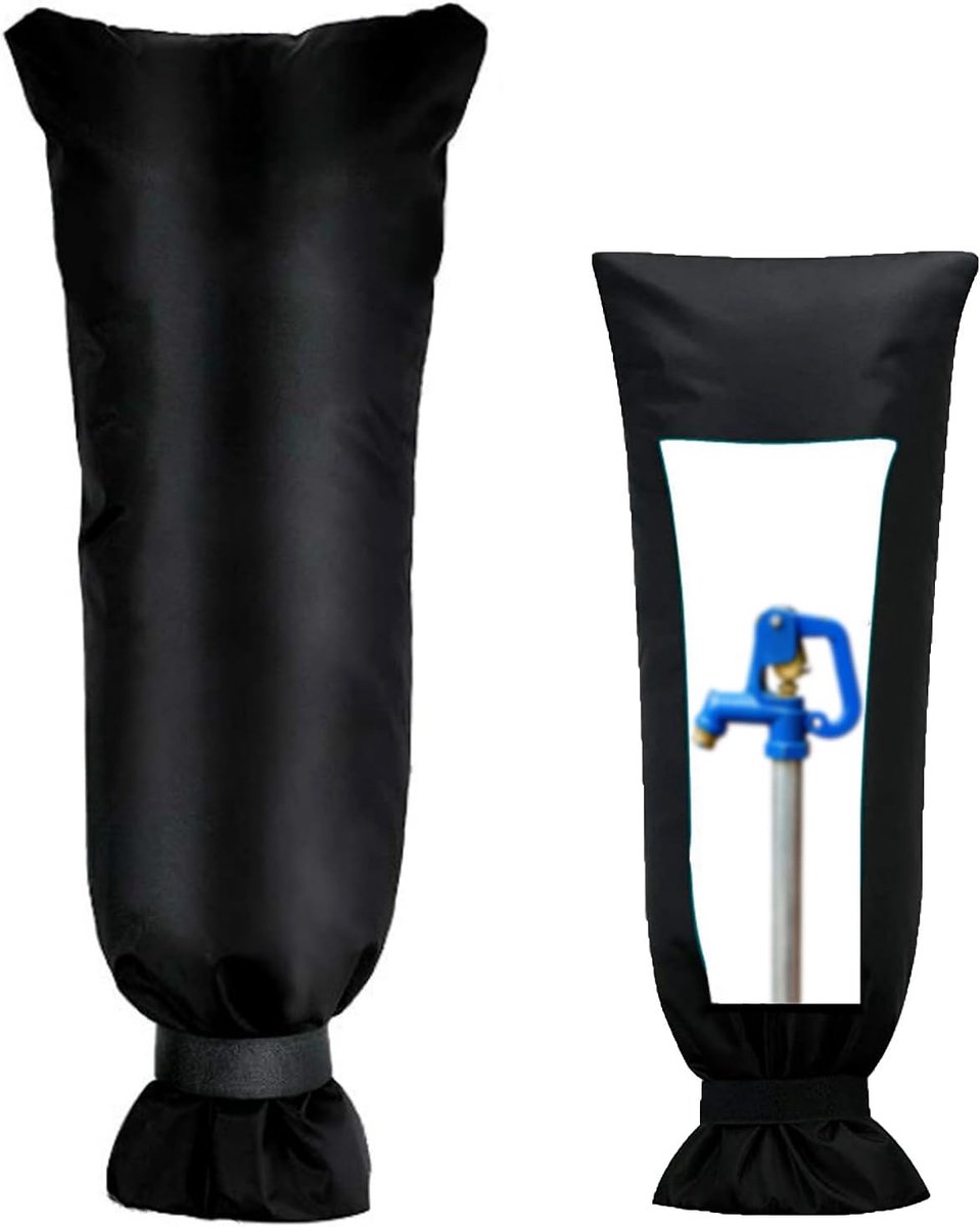 YAGXIG Winterse vorstbestendige kraanhoes - Geïsoleerde buitenkraanhoes - Vorstbestendige kraanhoes - Geïsoleerde beschermhoes voor waterleidingen - Geschikt voor flexibele buitenkranen - Zwart - 20 cm breed x 50 cm hoog