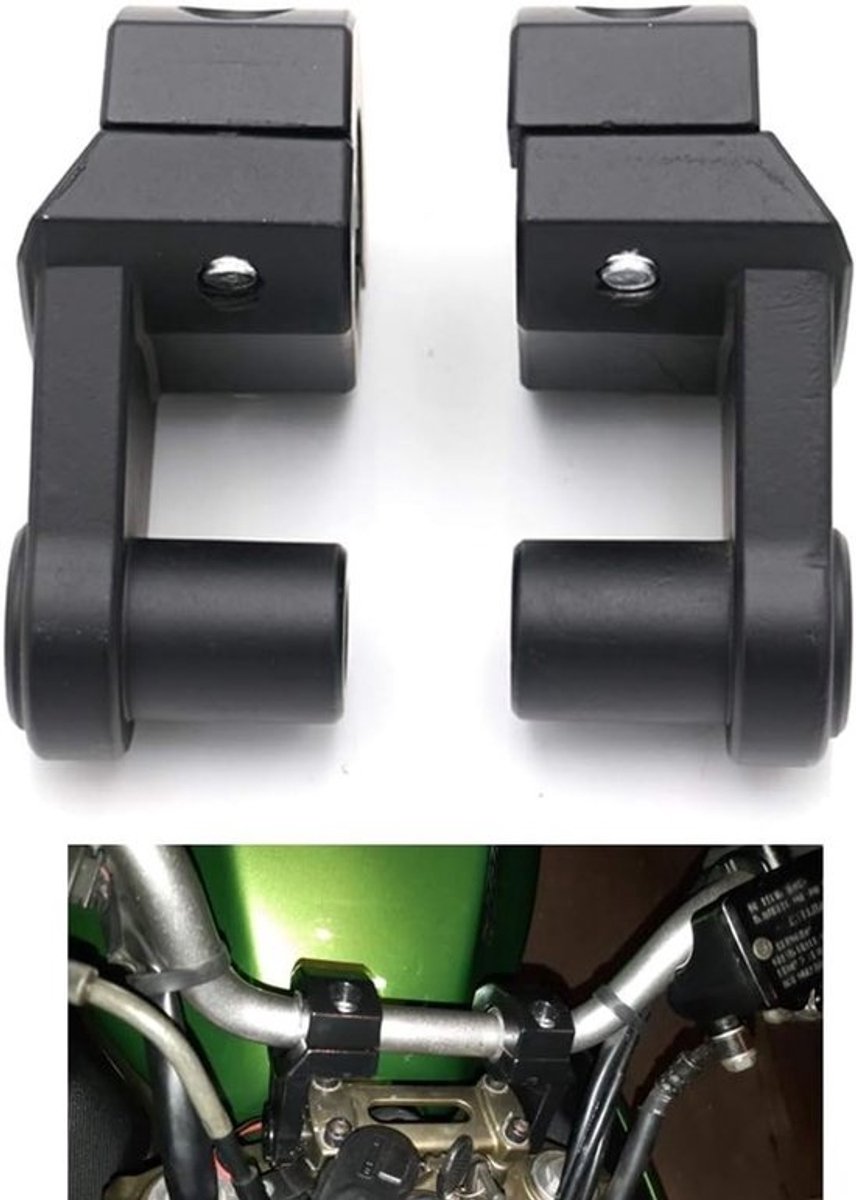 Motorfiets-stuurverhogers - Klemmen voor stuurverhogers - Comfortabel rijden - Verstelbaar stuur - Maximaal 2 cm verhoging - Zwart