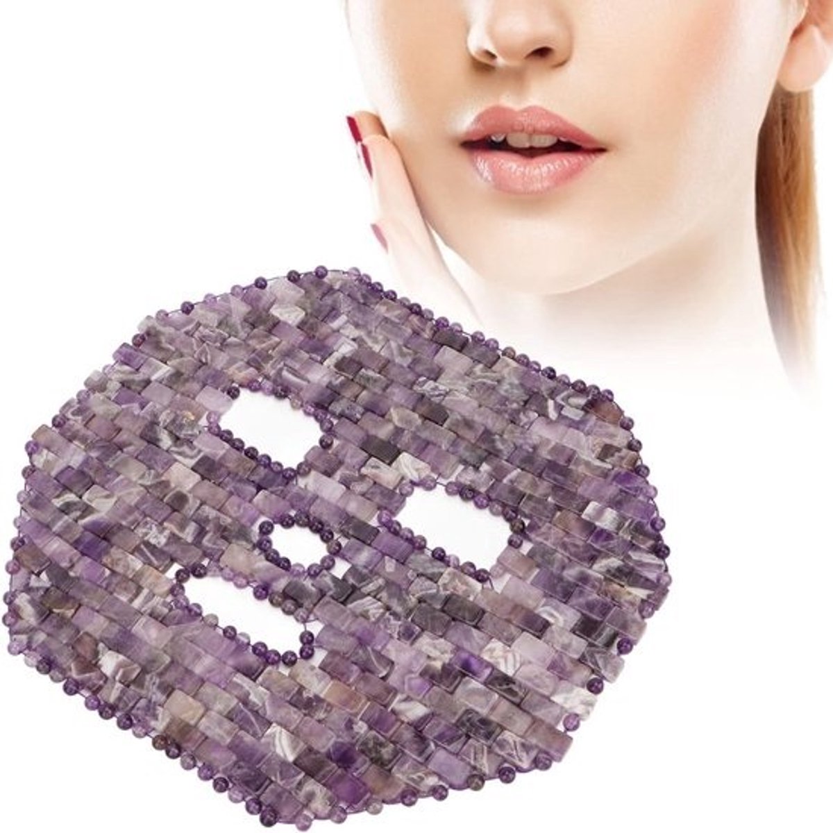Natuurlijk jaden stenen gezichtsmasker voor ontspanning en donkere kringen met spa-massage-effect