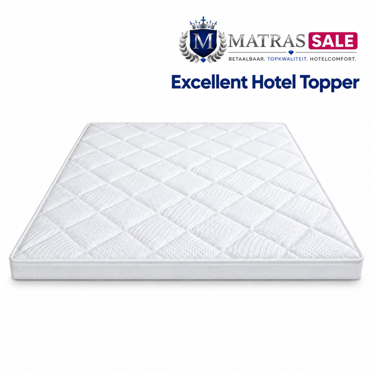 Matrassale Topper 160x200 - Hotel Excellent topdekmatras - Traagschuim - Slowmotion Foam - Extra Dik - Tencel - Afneembare & Wasbare Hoes wit