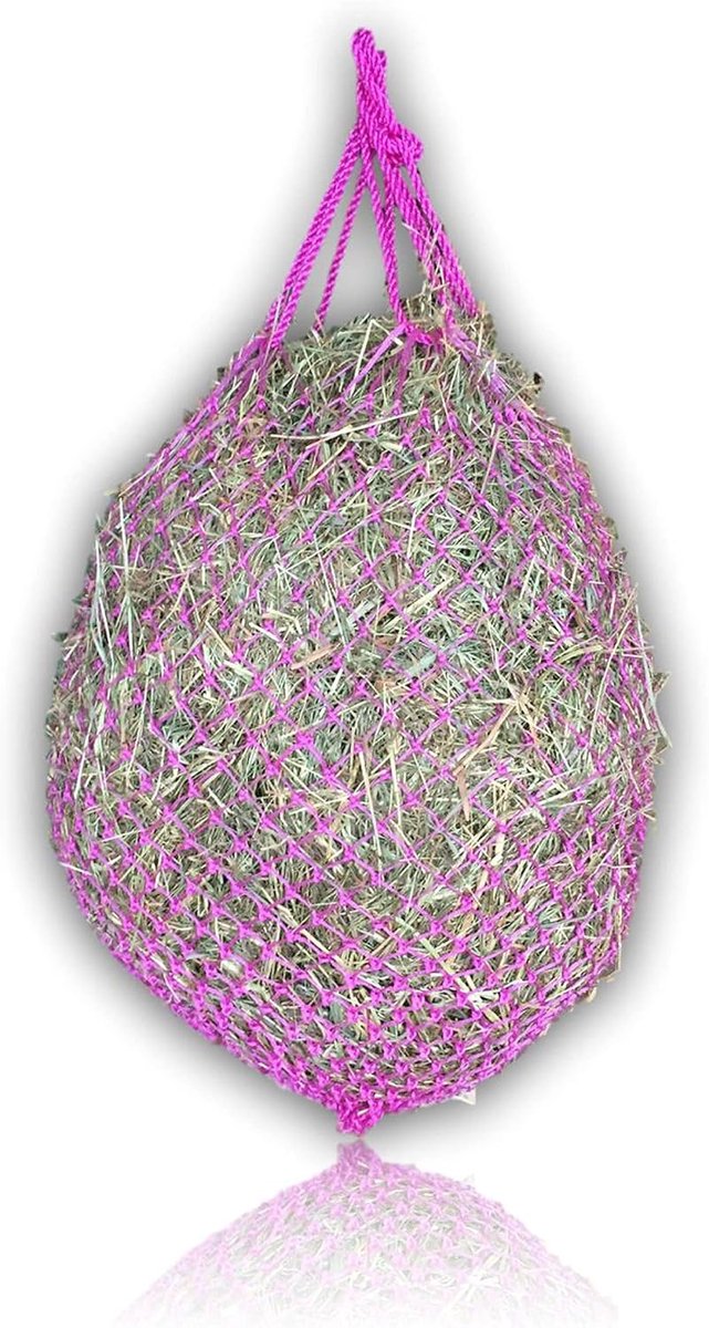 Hunnet voor paarden, heunnet fijnmazig optimaal voor bezigheid van paarden 3x3 hooizak 4,5 kg vulgewicht (4x roze)