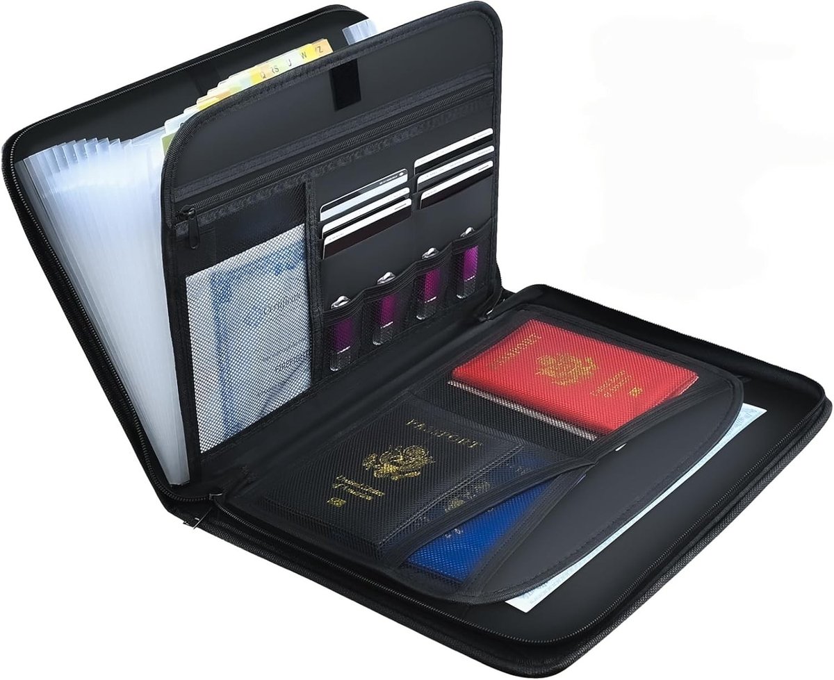 Documentenmap A4 - Zwart - Silicone Glasvezel - Brandwerend en Waterdicht - Voor Kantoor en Thuis