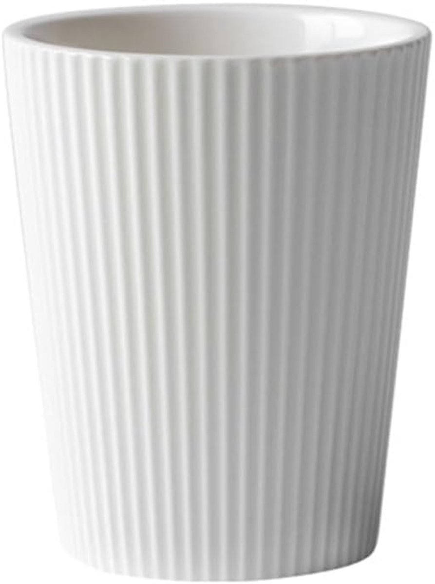 Verticale streep tandenborstelbeker, paar keramische tandenborstelbeker, badkamerbeker, gestreepte keramische koffiemok, drinkbeker (wit)