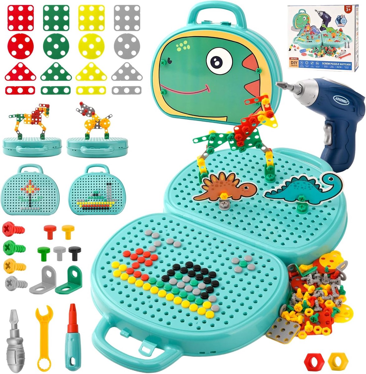 Speelgoed, Montessori speelgoedbox met boor, magische Montessori-speelgoedbox, Magic Montessori Play Toolbo speelgoedkist voor kinderen van 3 tot 5 jaar (B)