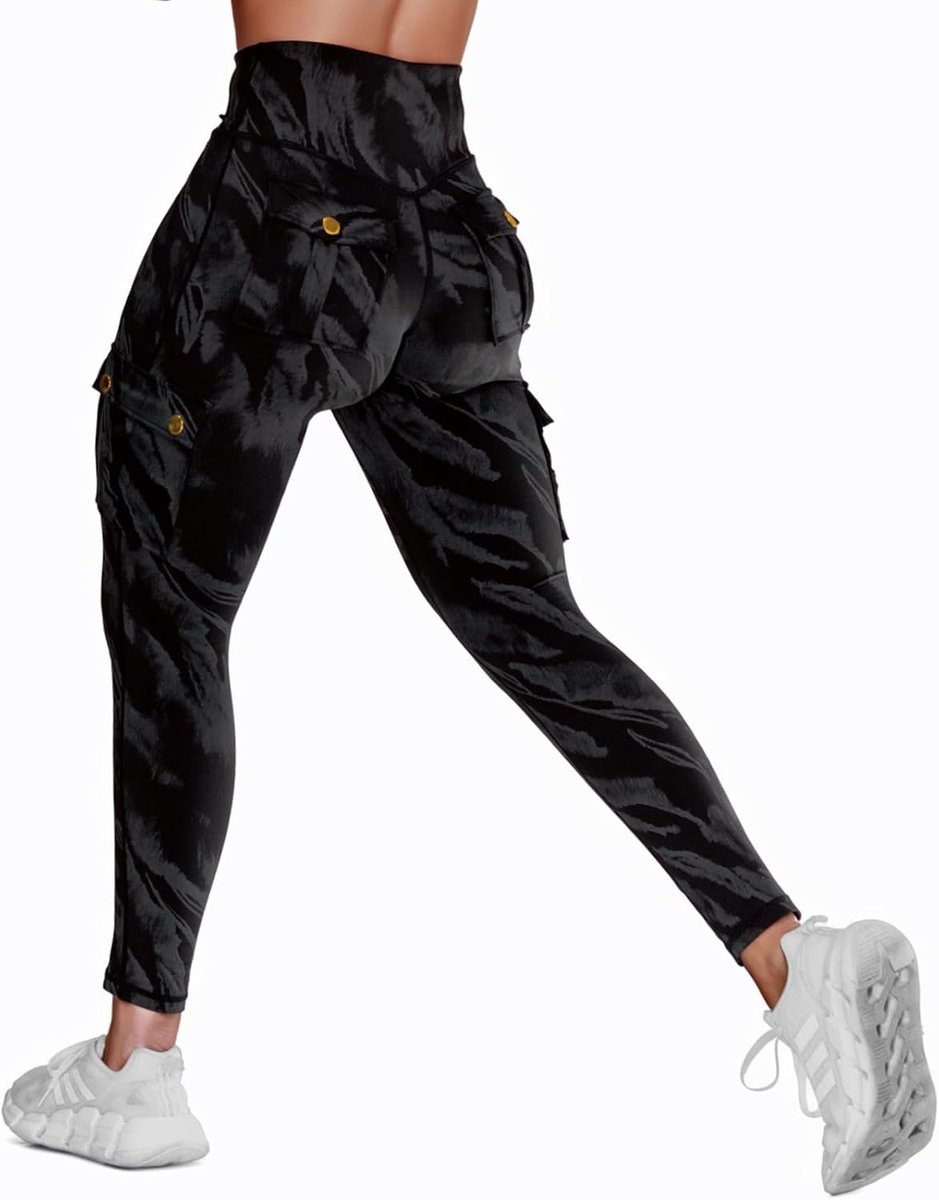 Sportlegging voor dames, hoge taille, zakken, elastisch, joggen, hardlopen, gym, fitness, yoga, vrijetijdsbroek