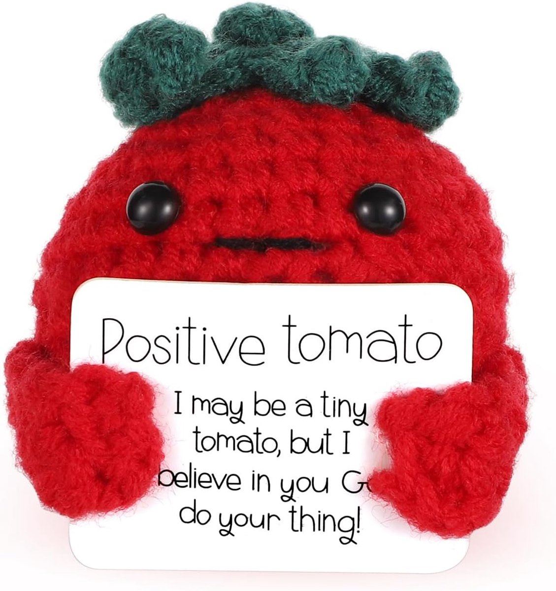 Positieve Tomaat, 5,8cm Gebreide Positieve Aardappel Creatief Schattig Wol Positief Gebreid Speelgoed voor Verjaardagscadeaus Feestdecoratie Aanmoediging