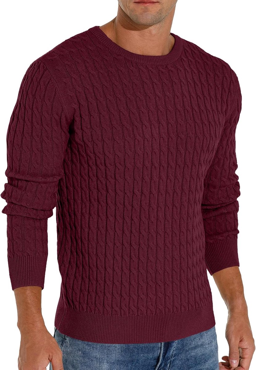 Heren winter kabel gebreide truien casual ronde hals warme lange mouwen pullover trui tops voor mannen