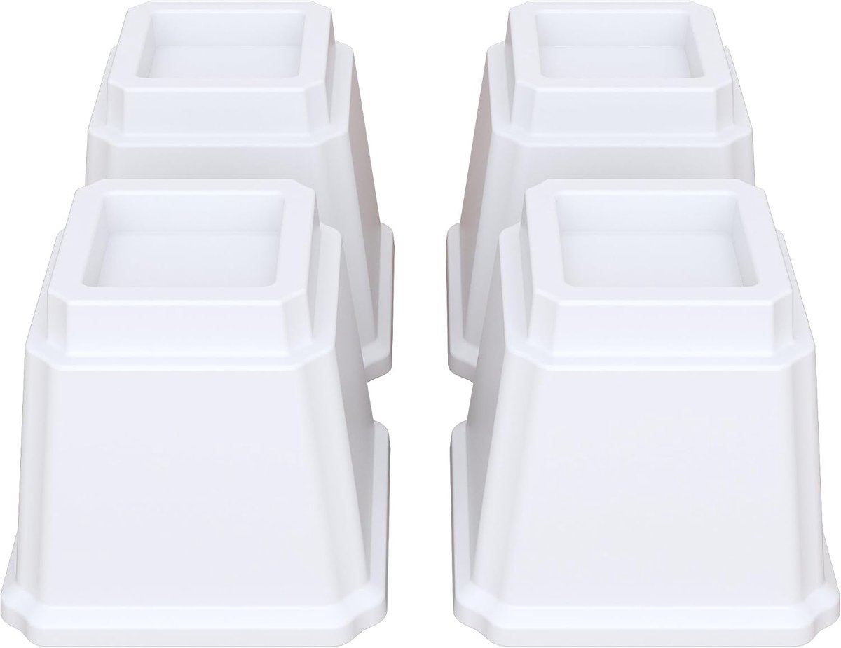 Bedverhogers 10 cm Heavy Duty meubelverhogers voor banken, stoelverhogers, bankverhogers, tafelverhogers, set van 4 stuks, wit