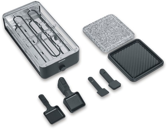 Severin RG 2366 Black Line gourmetstel - Natuursteen en keramisch grilloppervlak - 8 Personen - Temperatuurinstelling - Vaatwasserbestendig - 8 Pannetjes met parkeerfunctie — afbeelding 5