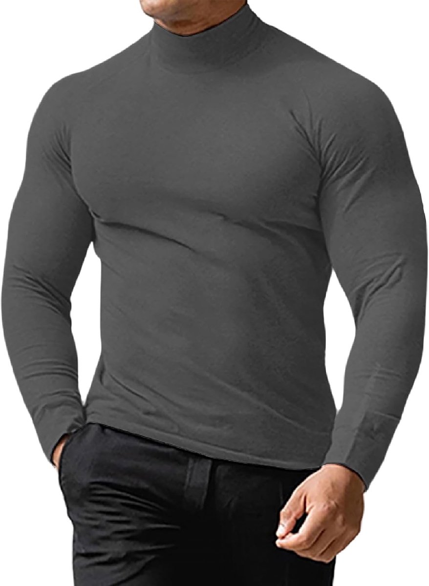 Coltrui shirt lange mouwen T-shirt opstaande kraag longsleeve thermo katoen lange mouwen slim fit trui M-3XL