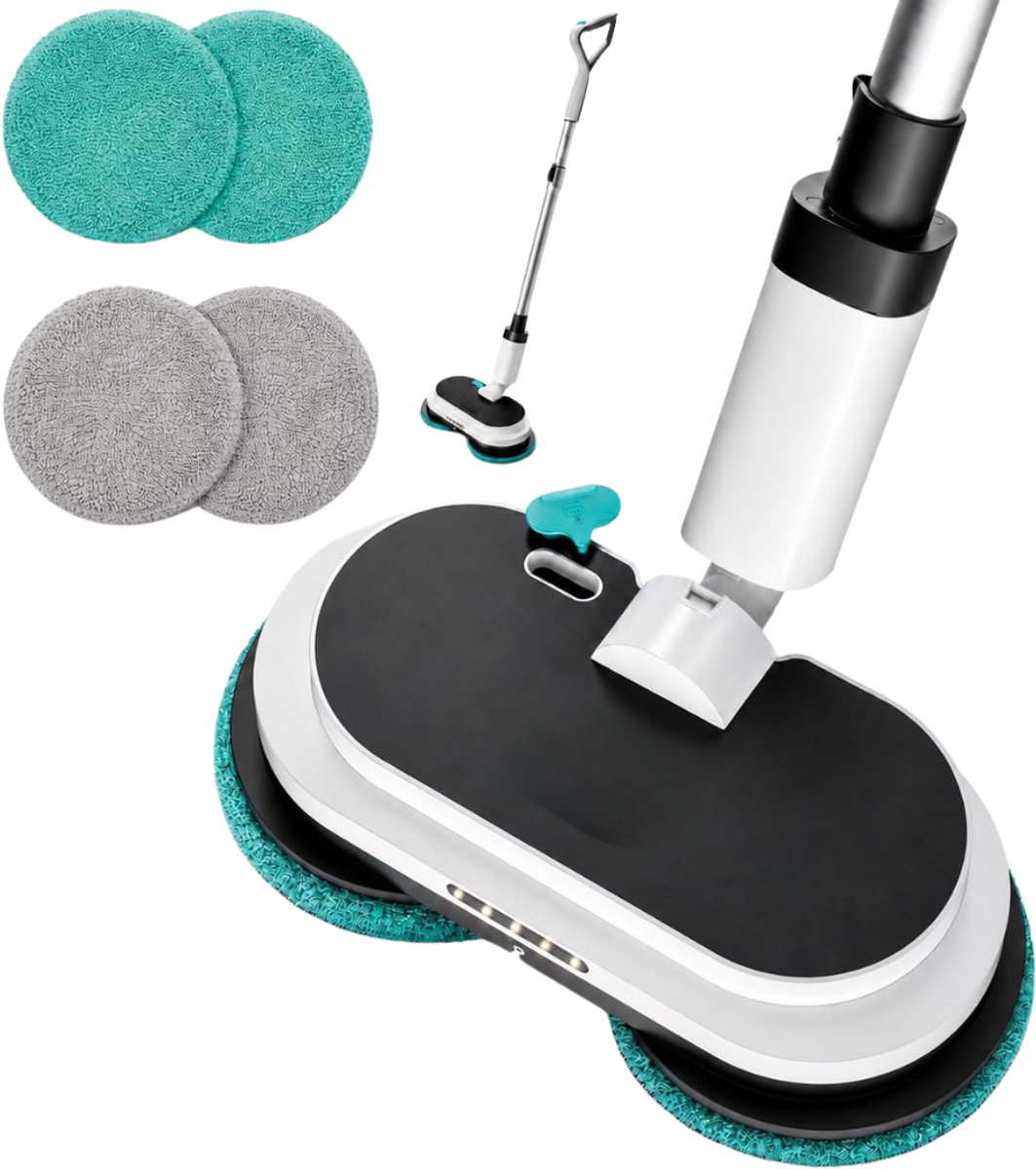 Verte - Elektrische Dweil - Mopsysteem - Vloerreiniger - Mop Met Sproeifunctie - 3300 Mah - Draadloos - >60 Min. Dweilen - Inclusief 6 Microvezelpads En Vloershampoo