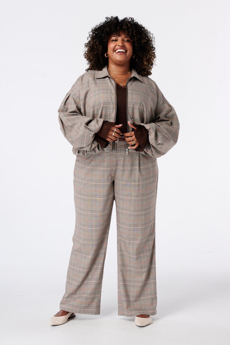 MS Mode Broek Geruite broek met ceintuur