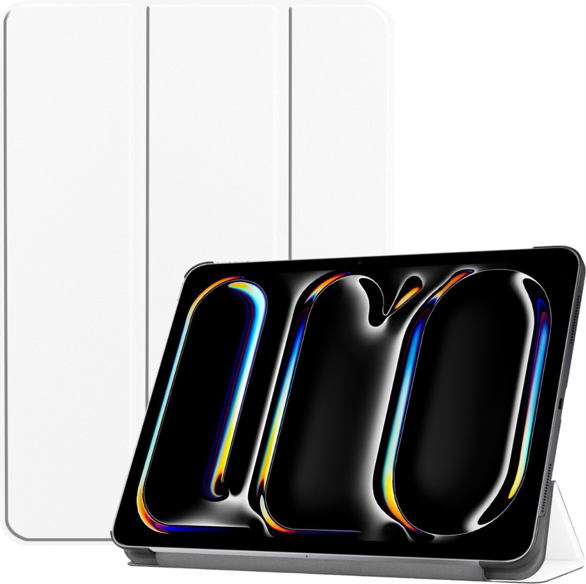 Tablethoes geschikt voor Apple iPad Pro 11 (2025) / Apple iPad Pro 11 (2024) - 11 Inch - Tri-fold book case - Auto Sleep/Wake functie - Wit