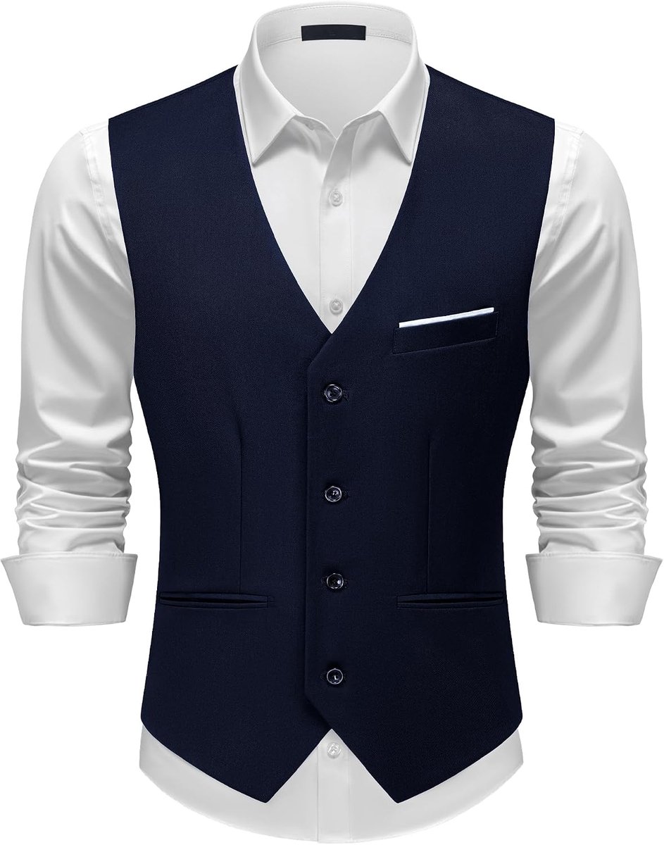 Elegant, slim fit, verstelbaar, zakelijk, bruiloft, feest, vest met 4 knopen en echte zakken
