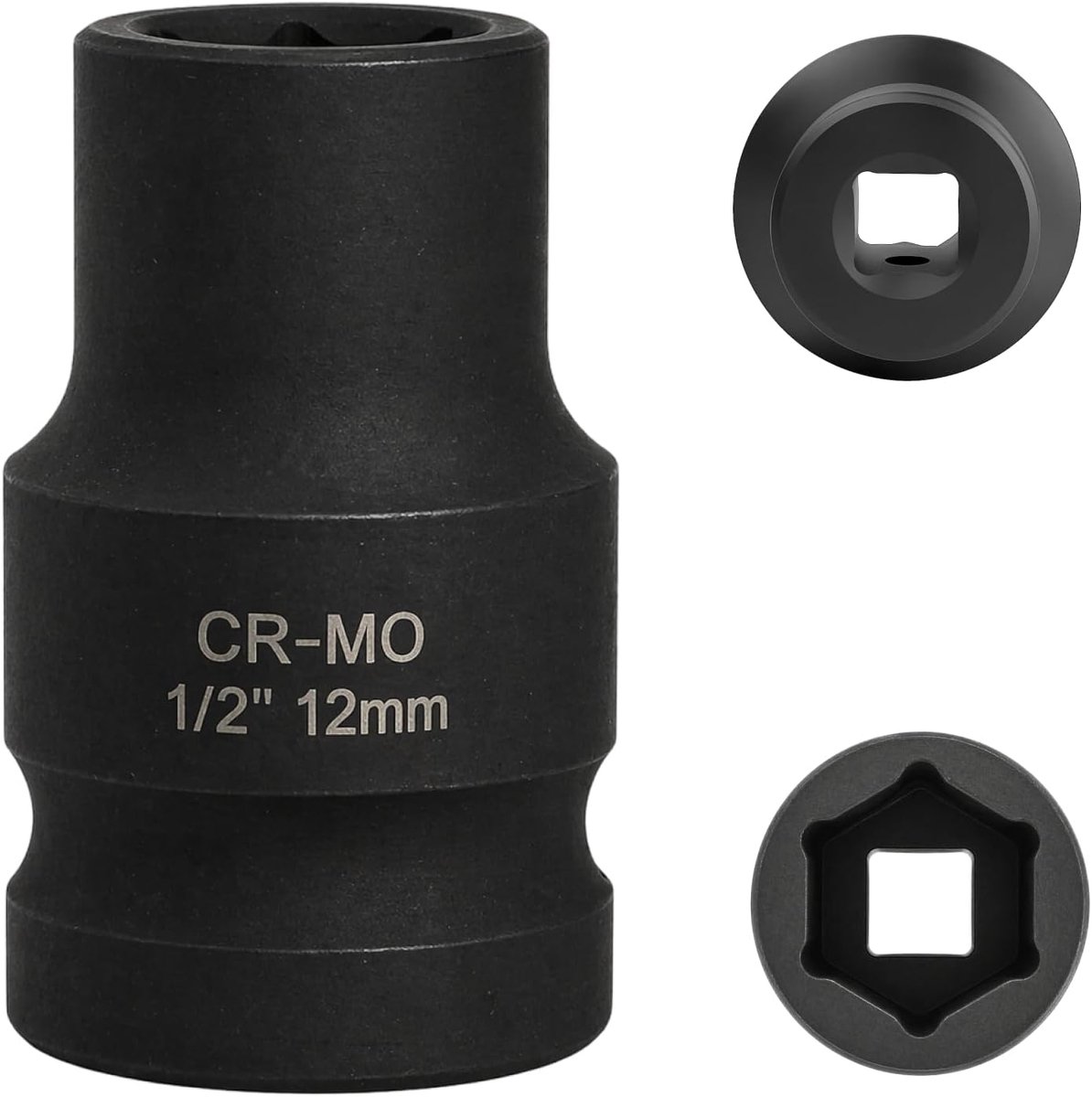 Dopsleutel 12 mm 1/2 inch 6-kant, slagmoer 1/2 12 mm chroom-molybdeen staal CR-MO (zwart)