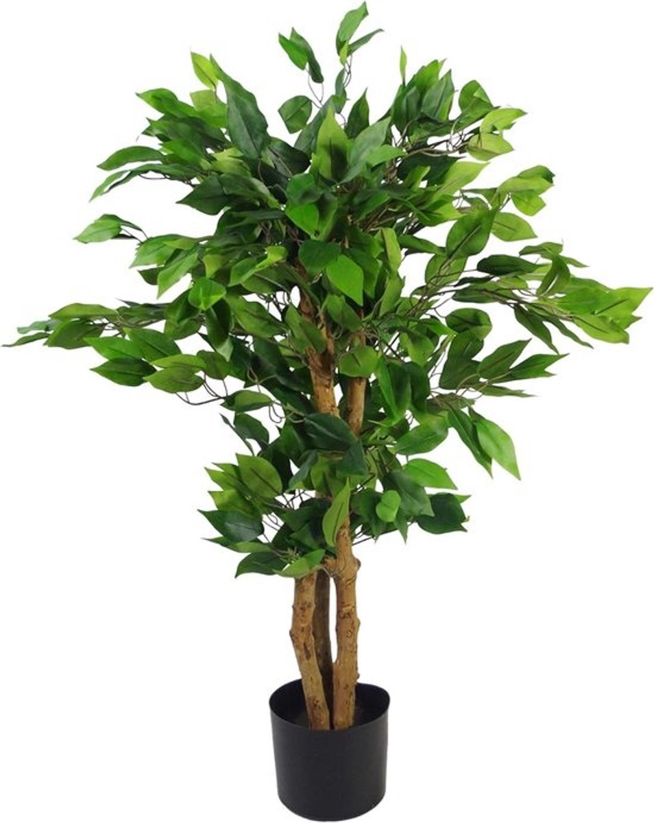Kunstficusboom - Kunstplant Ficus - Woondecoratie - Echt bladdesign - 90 cm - Groen