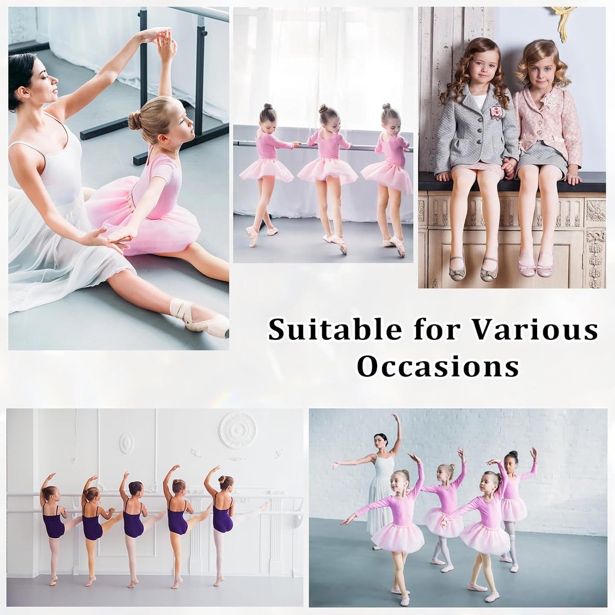 Set van 2 zachte balletpanty's voor meisjes met voet, 40 denier, voor meisjes, vleesroze, 5-6 Jaren