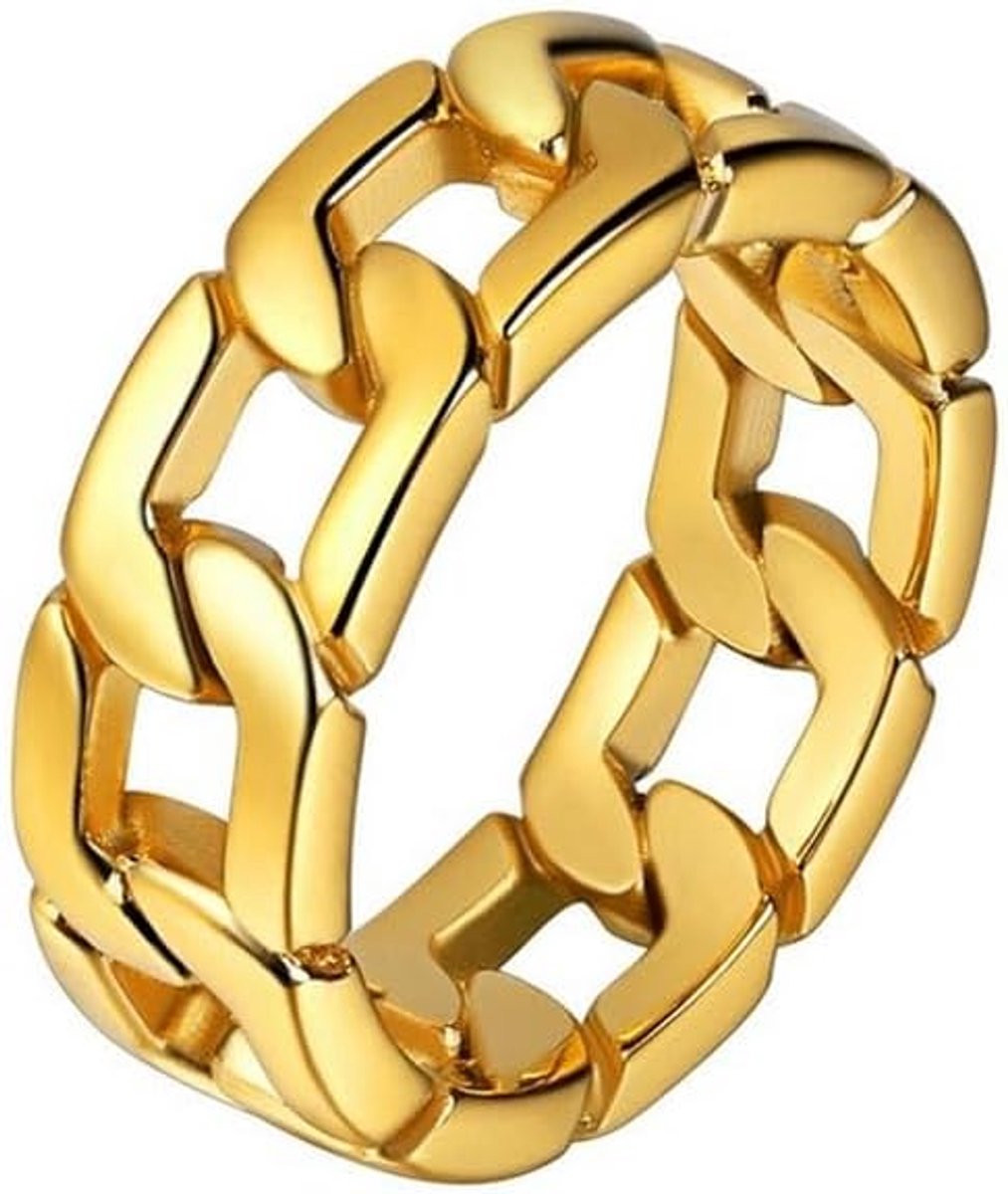 Heren ring Cuban Link Goudkleurig-21.5mm