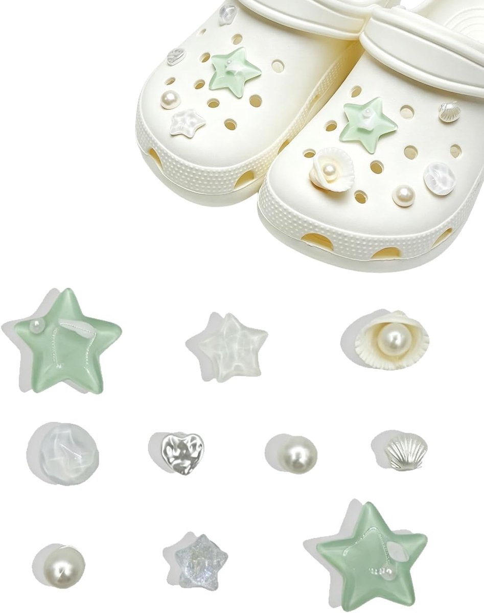 Bedels, set van 20 stuks, schelp, zeester, parels, schoensieraden voor meisjes en dames, waterdicht, doe-het-zelf bedels voor klompen en sandalen
