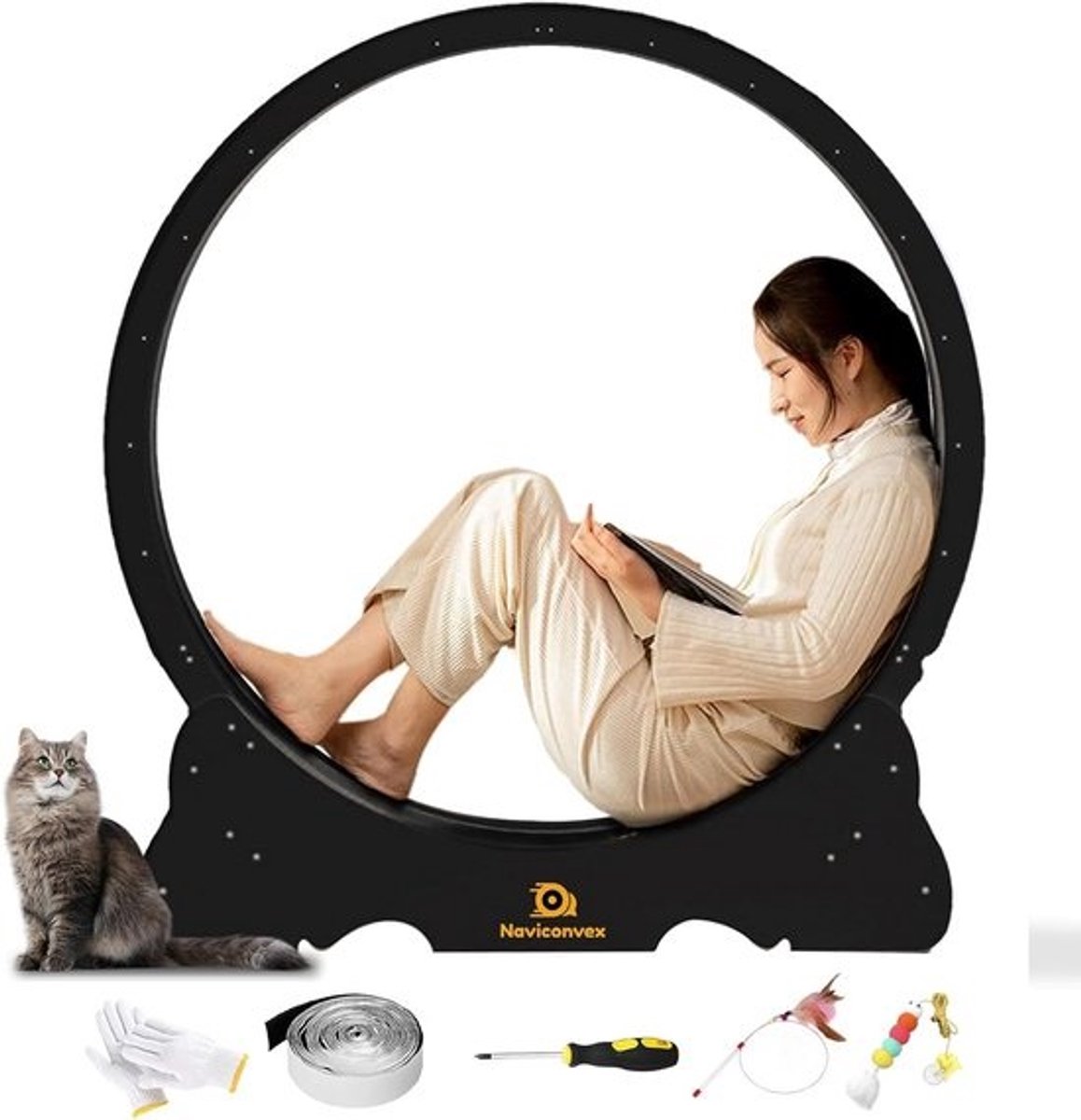 Stille XL Kattenloopfiets - 113 cm Indoor Fiets voor Katten