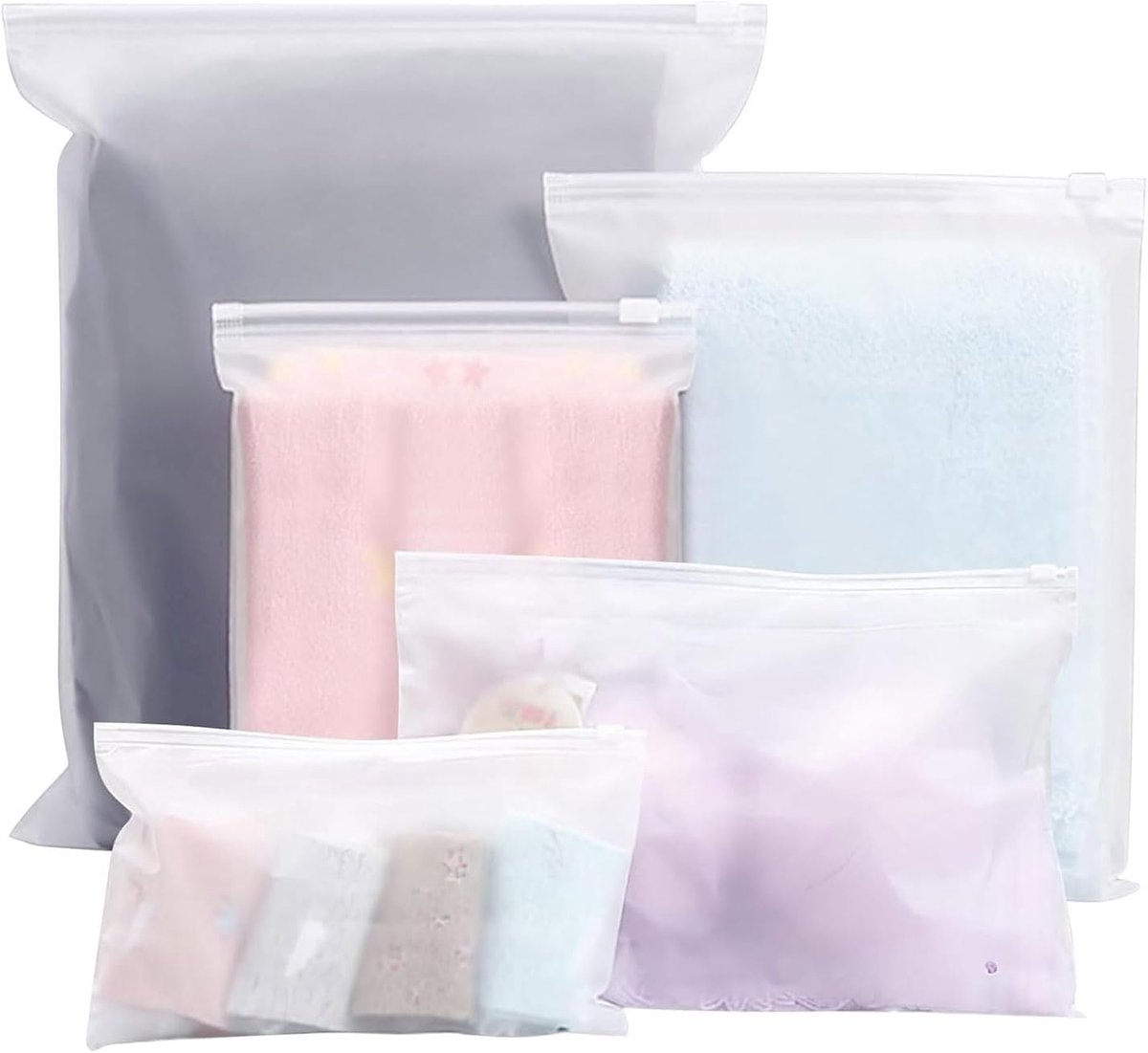 35 stuks ritszakken, reistas, 5 maten, multifunctionele matte reistas, plastic, matte ritszakken, hergebruikt, organizer, waterdichte reistassen, schoenen, kleding