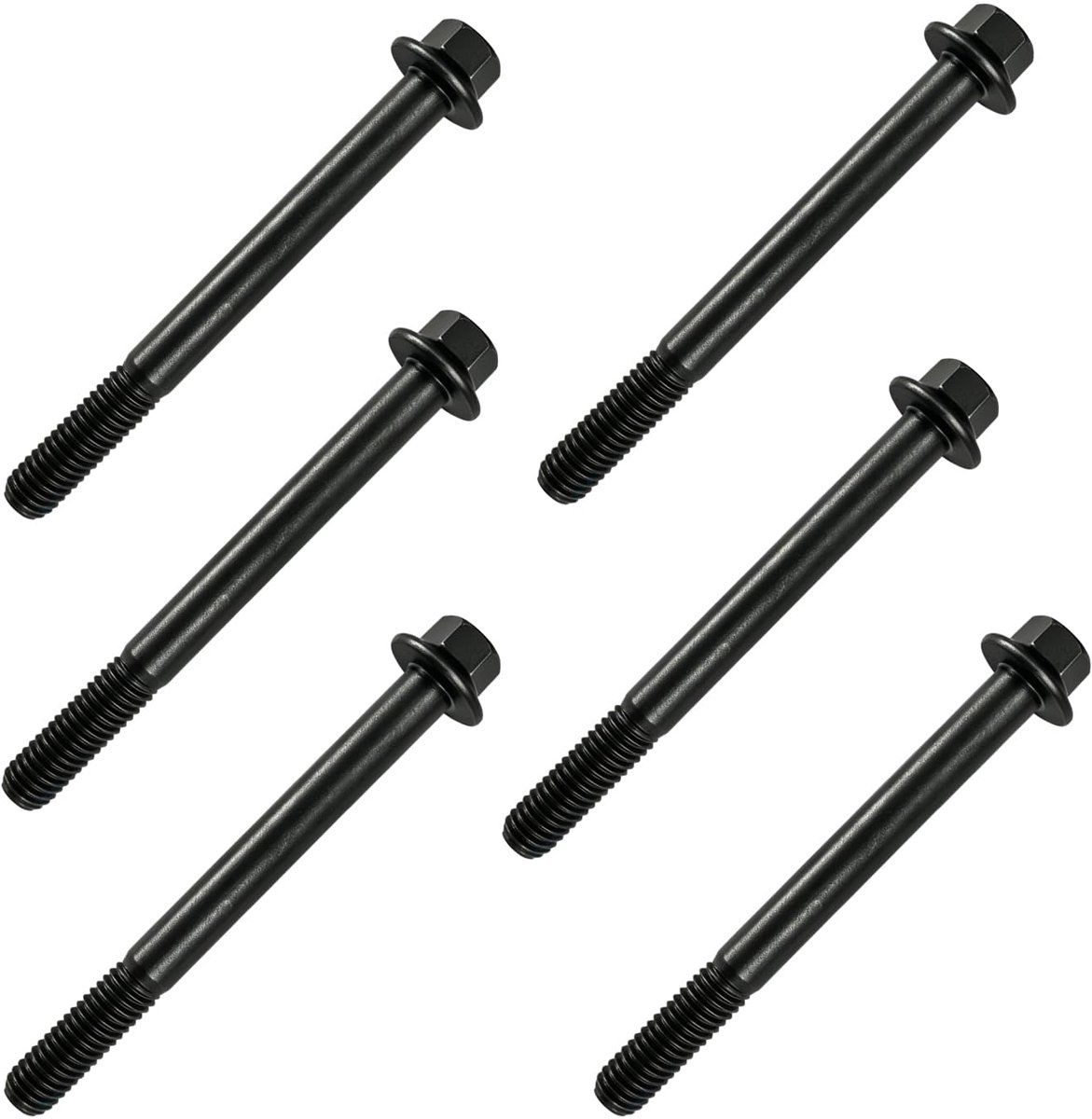 6 Stuks M8 x 80 mm Zeskantflensbouten, Legeringsstaal Grade 10.9, Gedeeltelijke Schroefdraad, Zwart Verzinkt, DIN 931