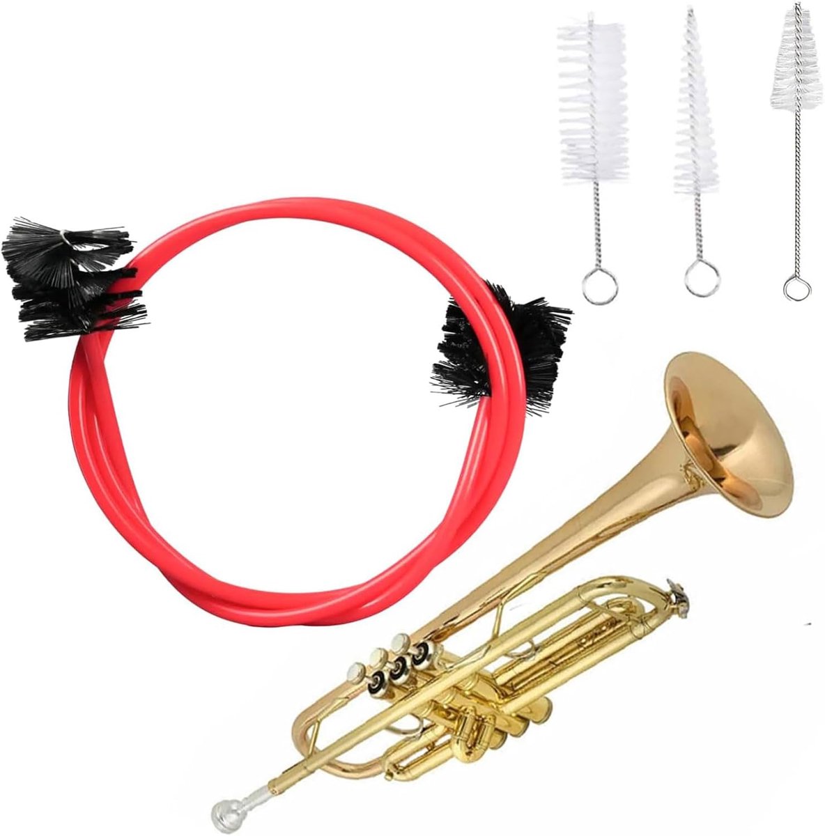 4 stuks trompet mondstuk, reinigingsborstels voor blaasinstrumenten, ventielborstel, flexibele borstel, mondstukborstel, ventielborstel, muziekinstrument, verzorgingsborstels