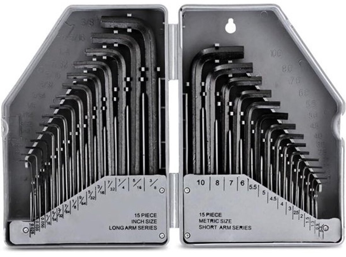 Grote Zeskant Inbussleutel Set - 30 Stuks Metrisch 0.7mm tot 10mm