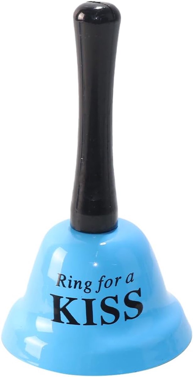 Blauw bedrukte handbel, metalen servicebel met ring voor een kus voor restaurants, thuis en feesten