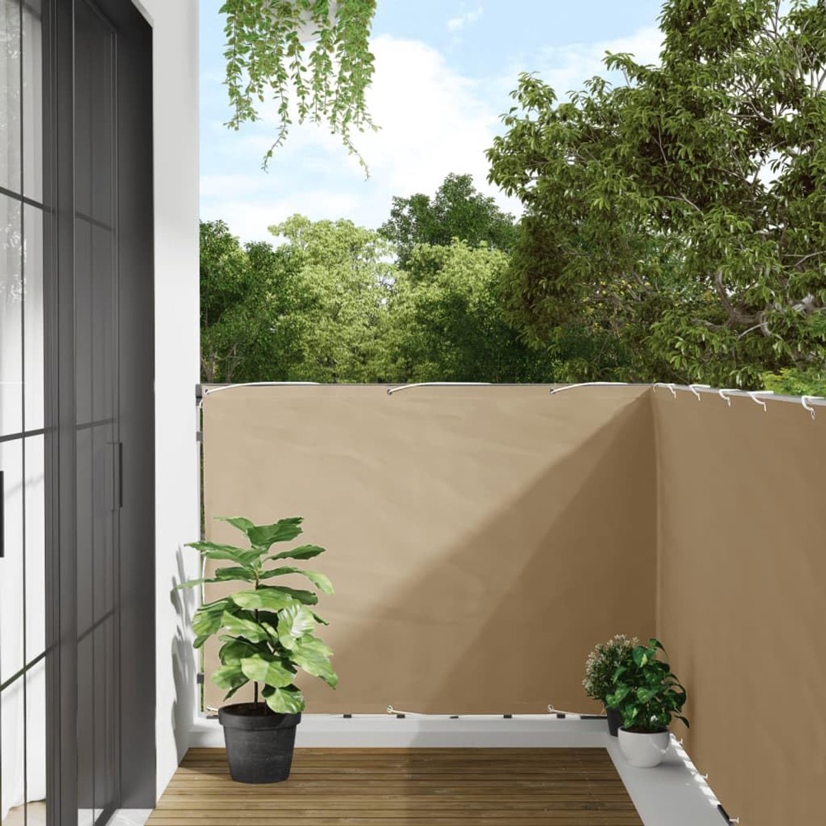 Balkon-inkijkbescherming van waterdicht Oxford-weefsel met PU-coating, 75 x 300 cm, antraciet, winddichte inkijkbescherming met aluminium ogen en bevestigingskoord voor privacy