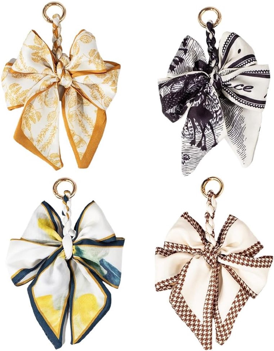 4 stuks tashanger met strik dames handtassen sieraden sleutelhanger polyester tas bedels fashion accessoire voor tassen rugzak decoratie