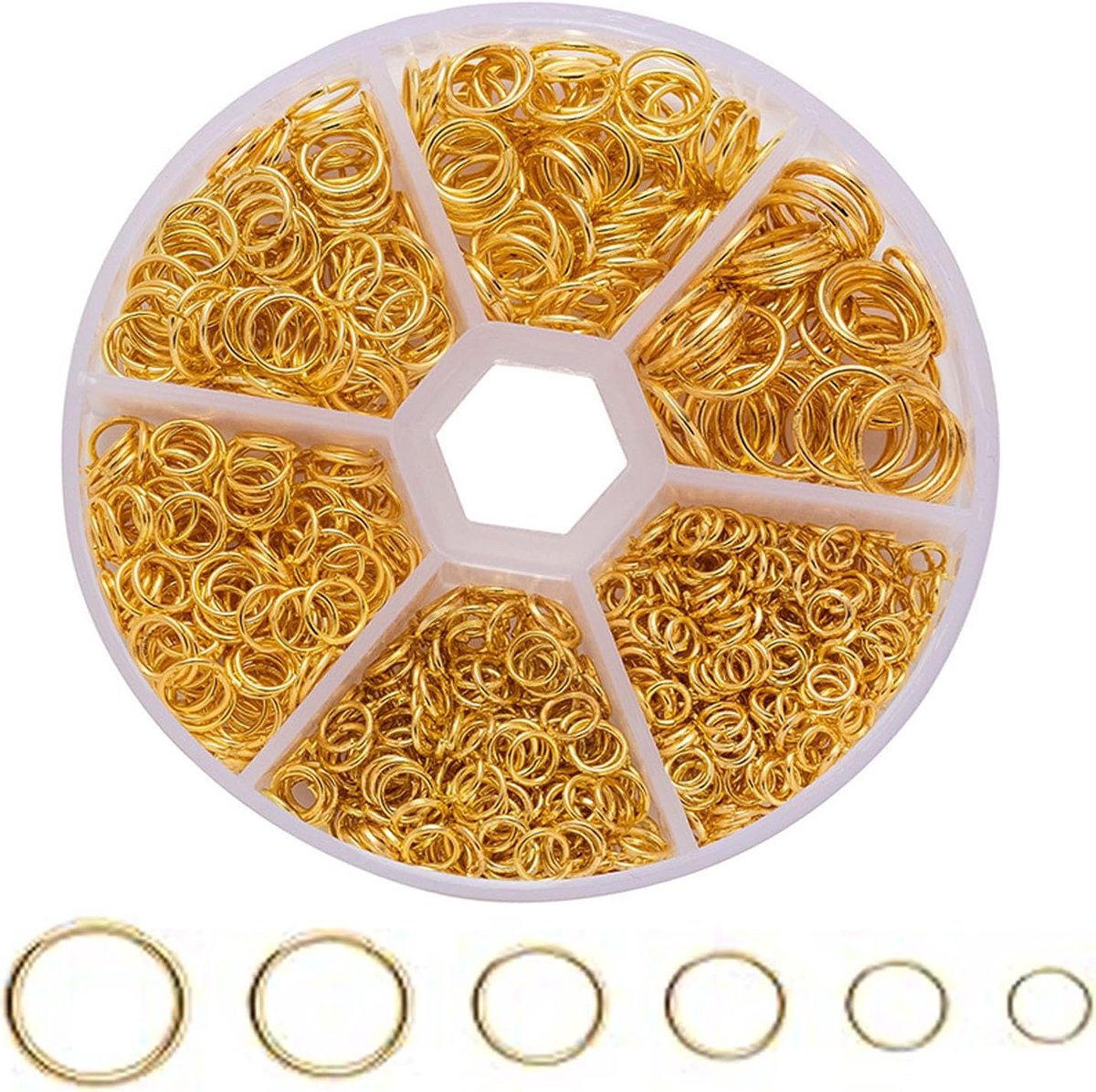 970 stuks open springringen van metaal, 4-10 mm, voor sieraden, halskettingen, oorbellen, knutselen, sieraden, accessoires (goud)