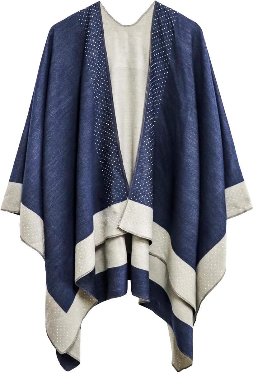 Girl Poncho, dames, gebreid, oversized, cape/sjaal