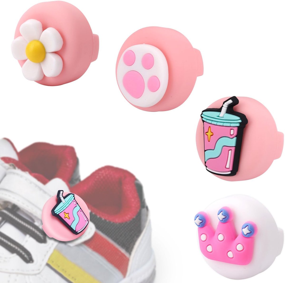 Lasuroa 4 Stuks Schattige Schoenenhouders voor Airtag, Zachte Siliconen Verborgen Trackerhoes Compatibel met Apple Airtag voor Kinderschoenen Kleding en Rugzakken