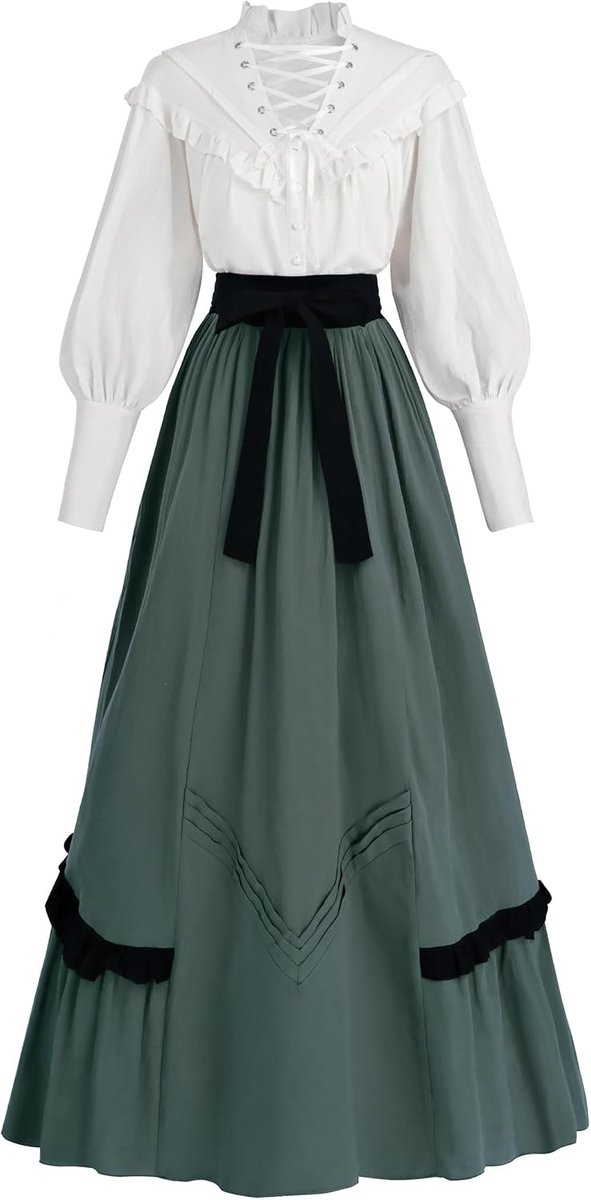 Kleding voor dames, victoriaanse jurk, renaissancekostuum, carnavalskostuum, exclusief blouse en rok
