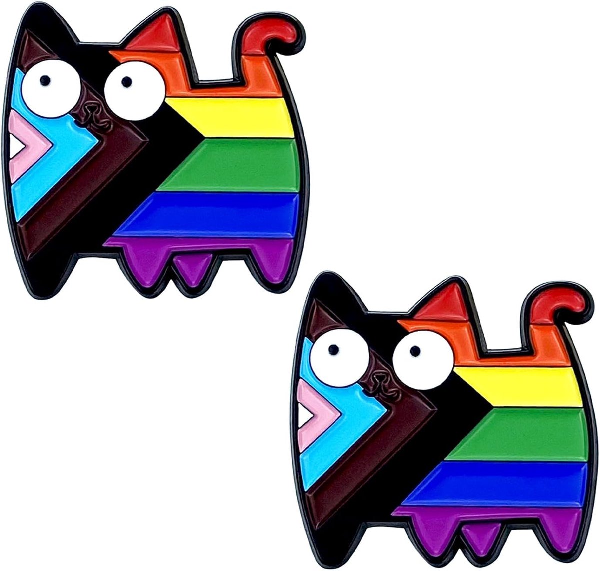 2 stuks regenboog Pride-pinnen, katten-pinnen, regenboog schattige kattenbroches, pinnen om vast te maken, anime-pinnen, schattige katten LGBTQ-pin-accessoires voor kleding, tassen, rugzakken
