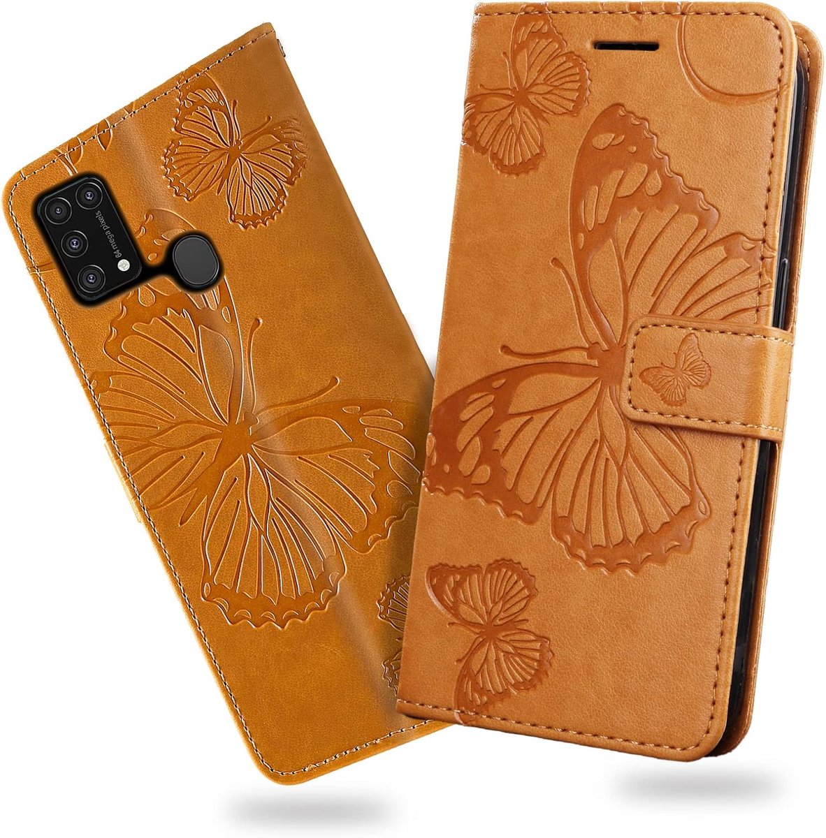 Hoesje voor Samsung Galaxy M31, Kaartenvakken en Horizontale Standfunctie Magneet Hoesje voor Samsung M31, Geel