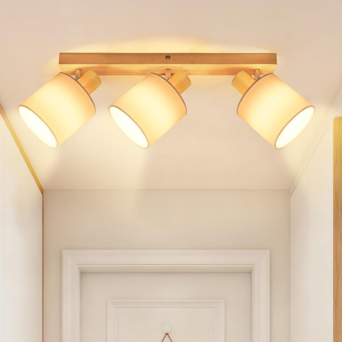 Plafondlamp Woonkamer Hout E14 3 Spotlight Orientable Led Binnen