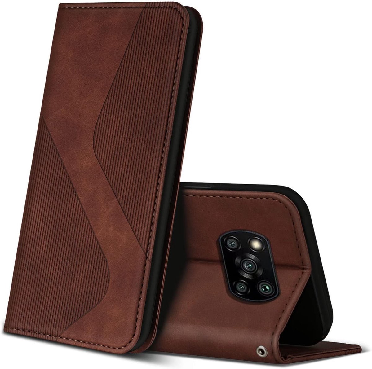 Hoesje voor Xiaomi Poco X3 Pro/Poco X3 / Poco X3 NFC, PU Kunstleer Bookcase Telefoonhoesjes met [Kaartsleuven] [Stand], Flip Case Beschermhoesje voor Poco X3 Pro / X3 / X3 NFC (Bruin)
