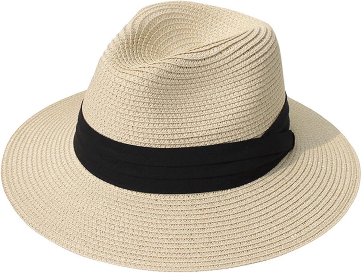 Panamahoed voor vrouwen mannen brede rand zomer zonnehoed Fedora pet opvouwbare strohoed mode oprolbare strandhoed verstelbare reizen outdoor hoed