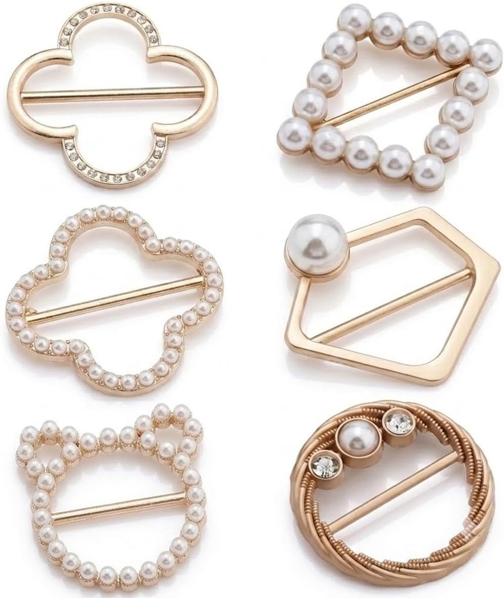 6 Stuks Metalen T-shirt Clips Goud En Matgoud, Ronde Gevatte Hemd Taille Clip, Onderzoom Bevestiging, Sjaal Ring Accessoire Voor Dames, Kleding Taille Spanner Decoratie Accessoires Voor Jurken