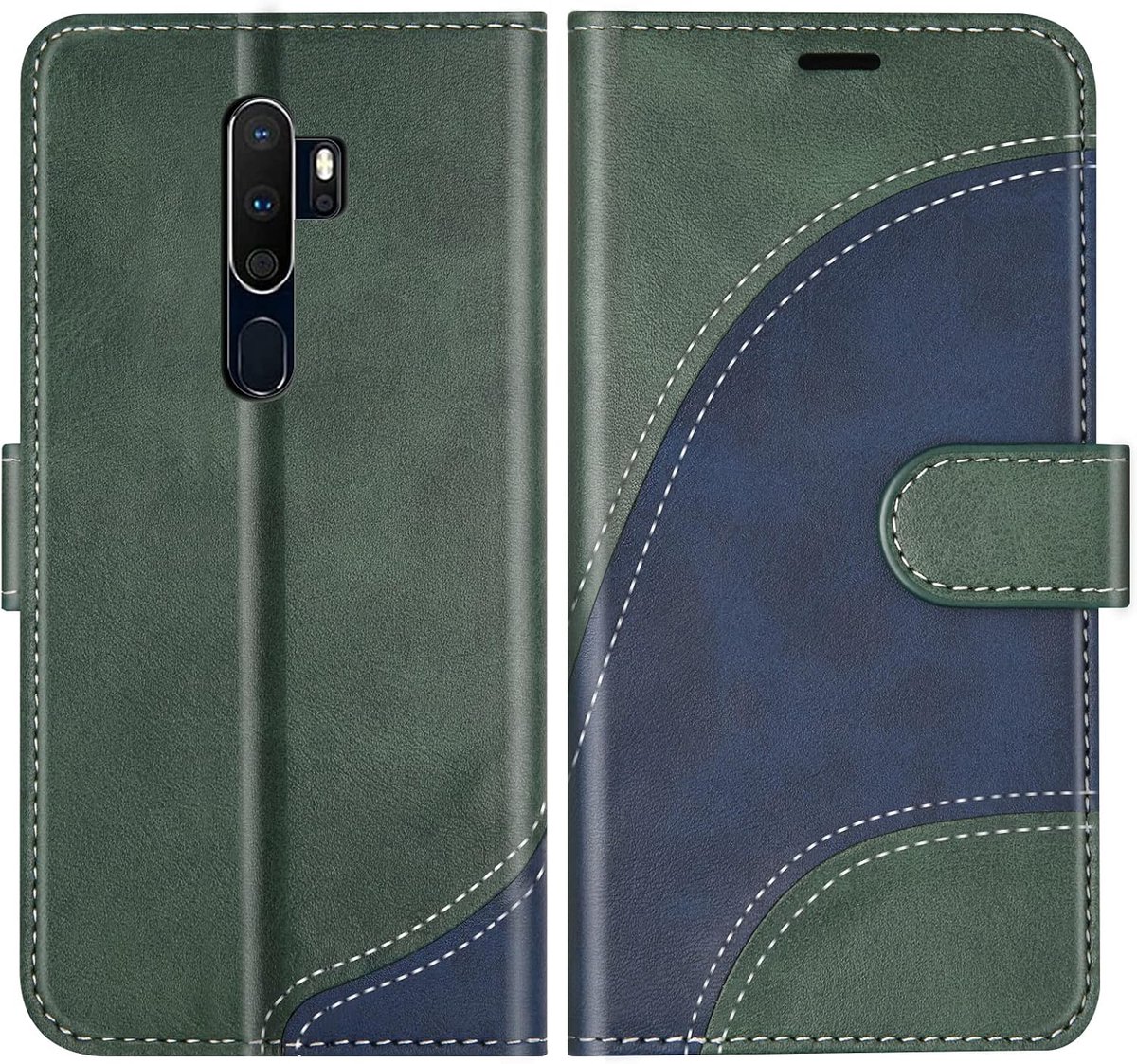 Hoesje voor OPPO A9 2020 / OPPO A5 2020, PU Lederen Bookcase Portemonnee Beschermhoes Telefoonhoesjes, Flip Case Beschermhoesje voor OPPO A9 2020 / OPPO A5 2020, Groen