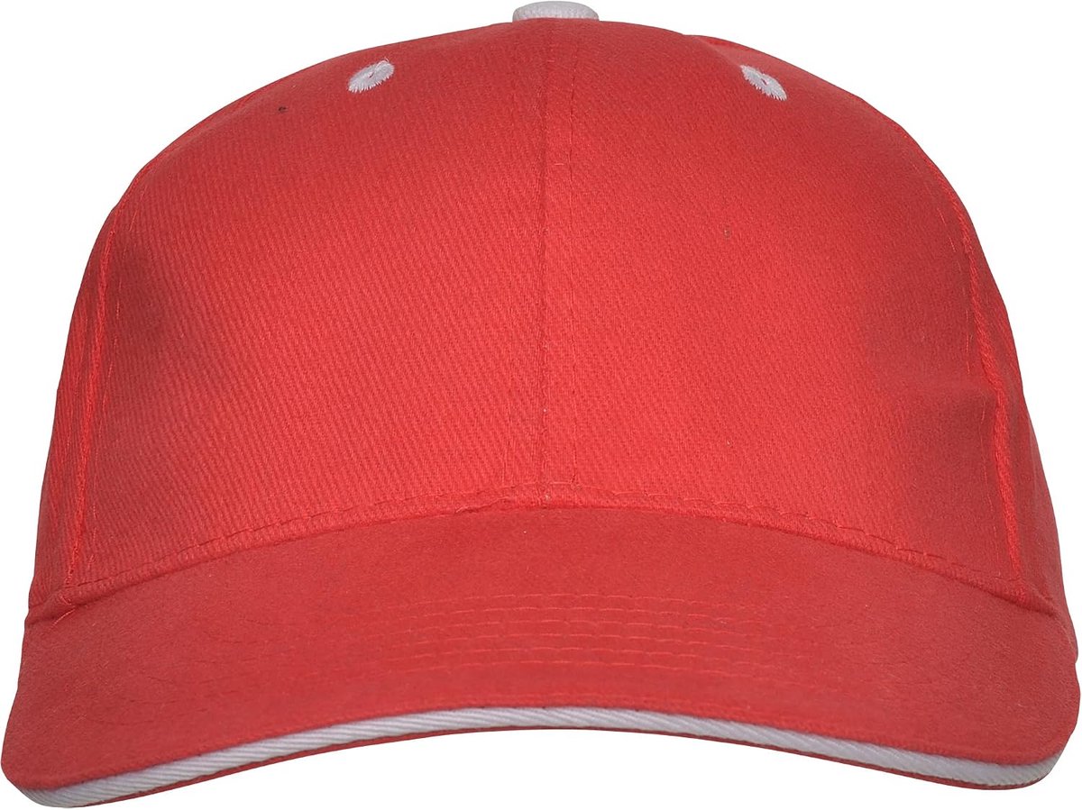 Kindermuts van 100% katoen, baseballpet voor meisjes en jongens, met ventilatiegaten en klittenbandsluiting, Rood, one size