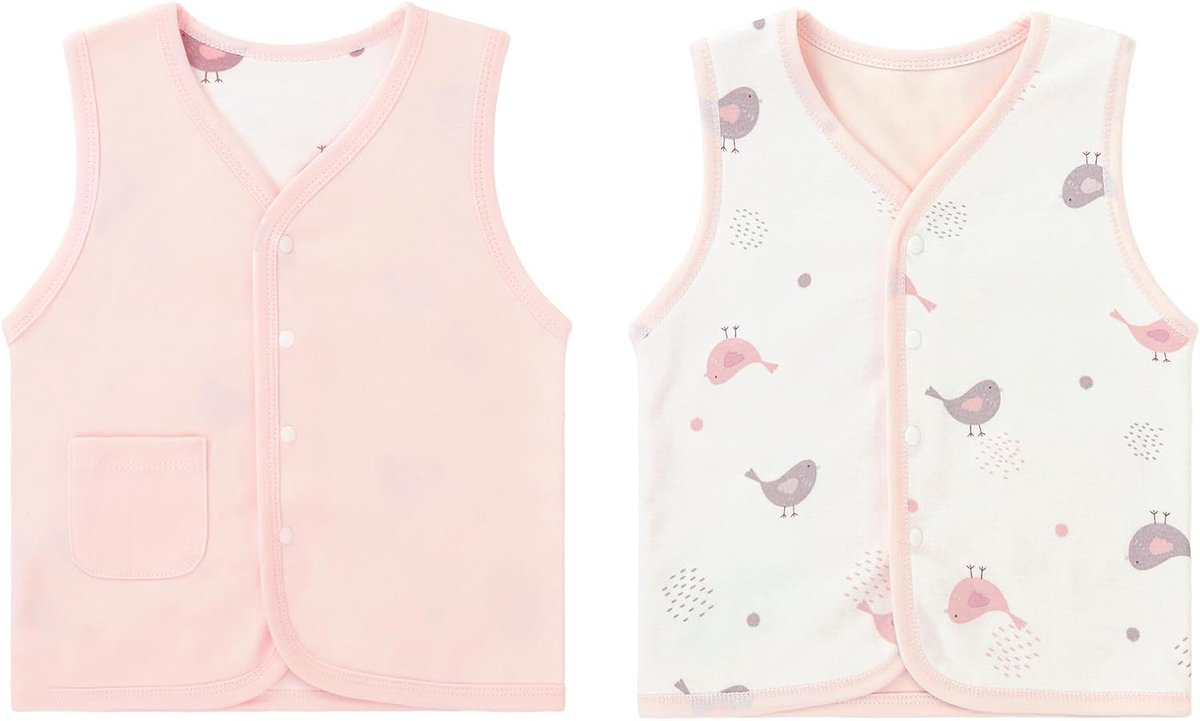 Katoen, gestreept, effen, aan beide zijden te dragen, herfst, winter, schattig en lieflijk, mouwloos, jas voor jongens en meisjes