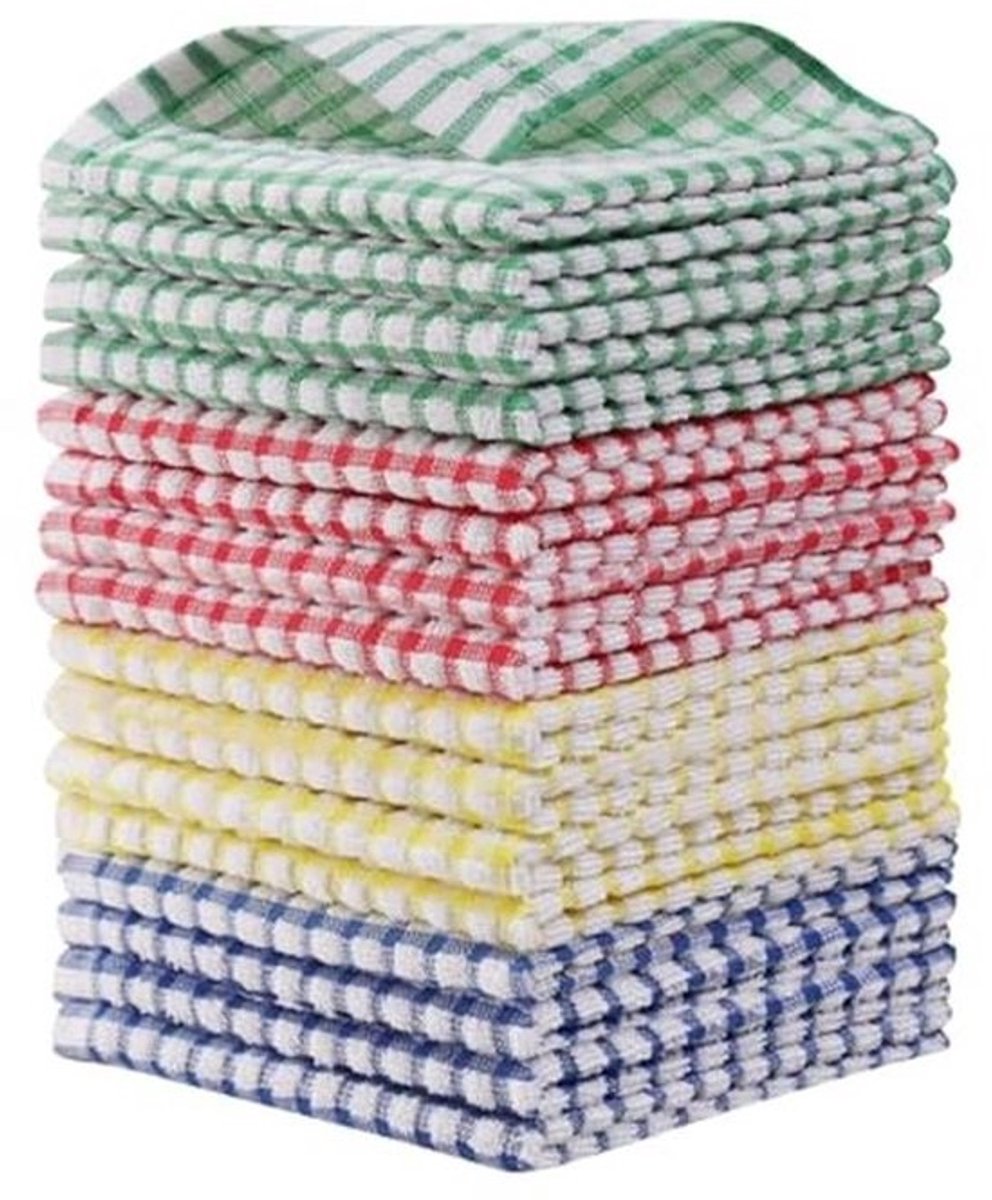 Set van 16 Keuken Vaatdoeken 30 x 30 cm - 100% Katoen, Sneldrogend en Absorberend