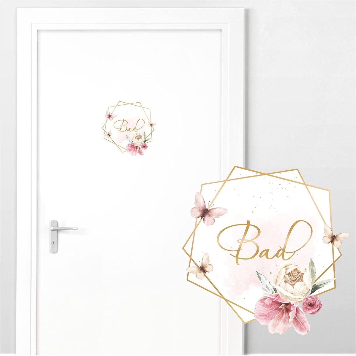 Deursticker badkamer met bloemen en vlinders I 20 x 20 cm (B x H) I Muurstickers zelfklevende wc muursticker toilet wandtattoo badkamer sticker DL730 20 x 20 cm (B x H)